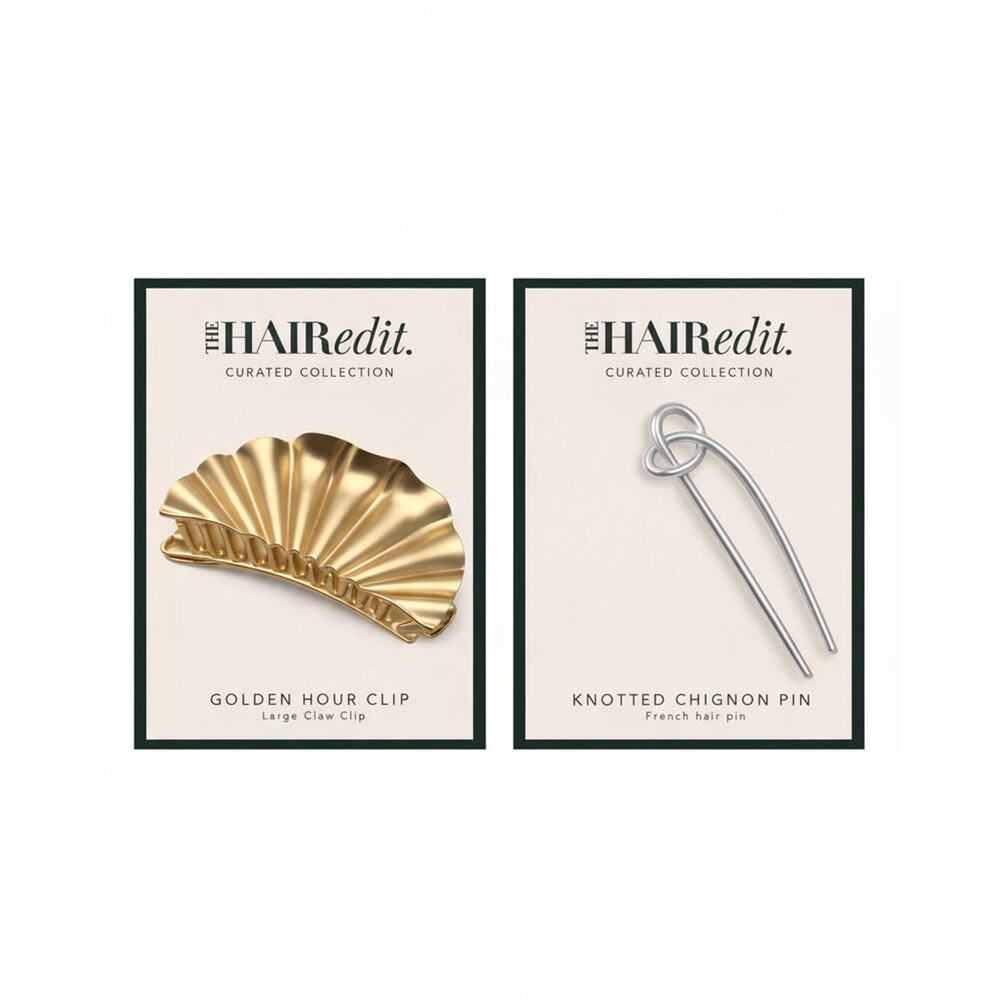 The Hair Edit Gold Claw Clip and Chignon Pin Set Metal Hair Accessories